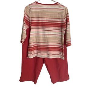 Hasting & Smith Set Women's Rose Pink Stripe Print 3/4 sleeves shirt sz PM/PL